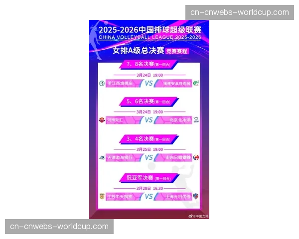 2025-2026中国女子排球超级联赛第25轮竞赛安排公布 2025-2026中国女子排球超级联赛第25轮竞赛安排公布